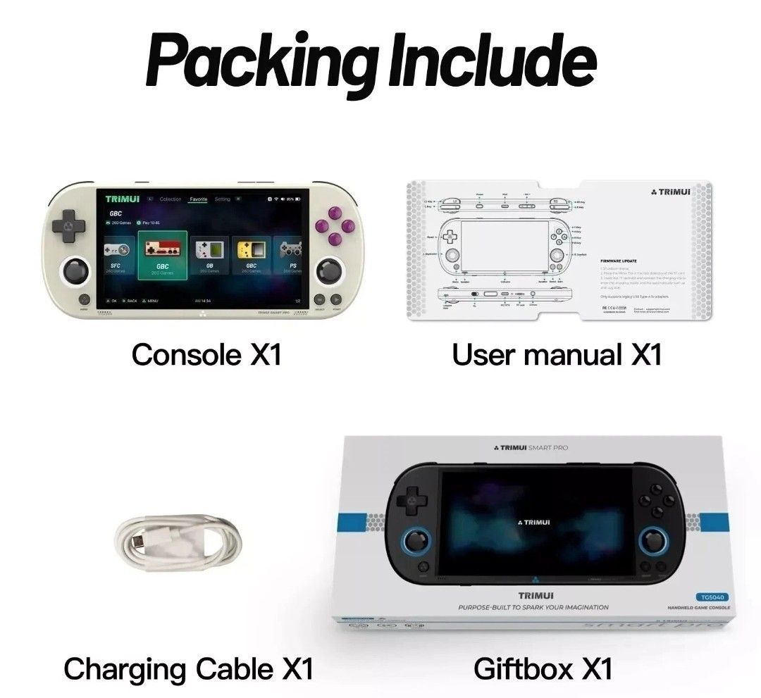 Trimui Smart Pro Handheld Game Console 4.96” IPS Screen Linux System 64GB Grey
