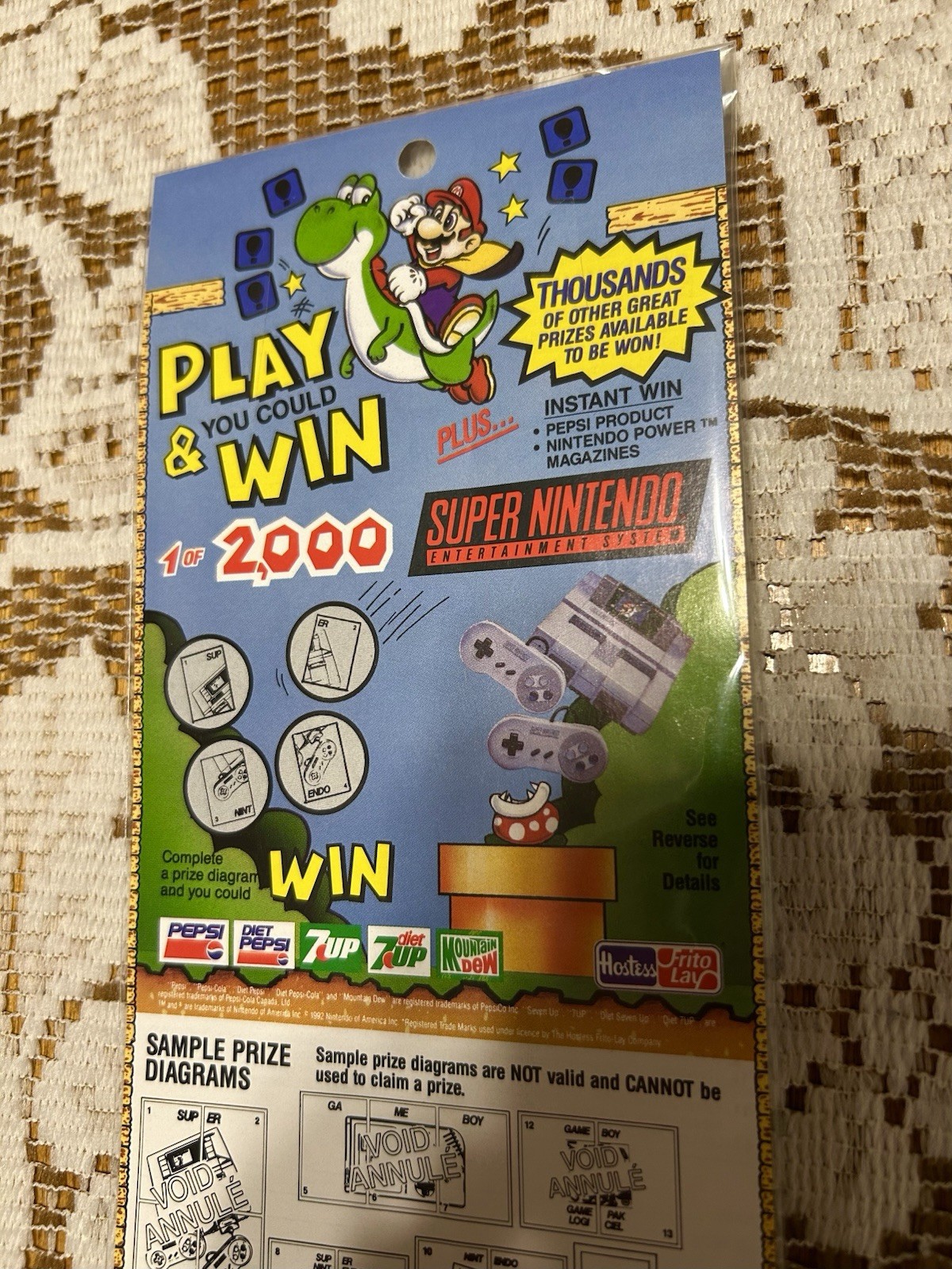 1990s Rare Pepsi , Diet Pepsi , 7up ,super Mario world expired sweepstakes slip
