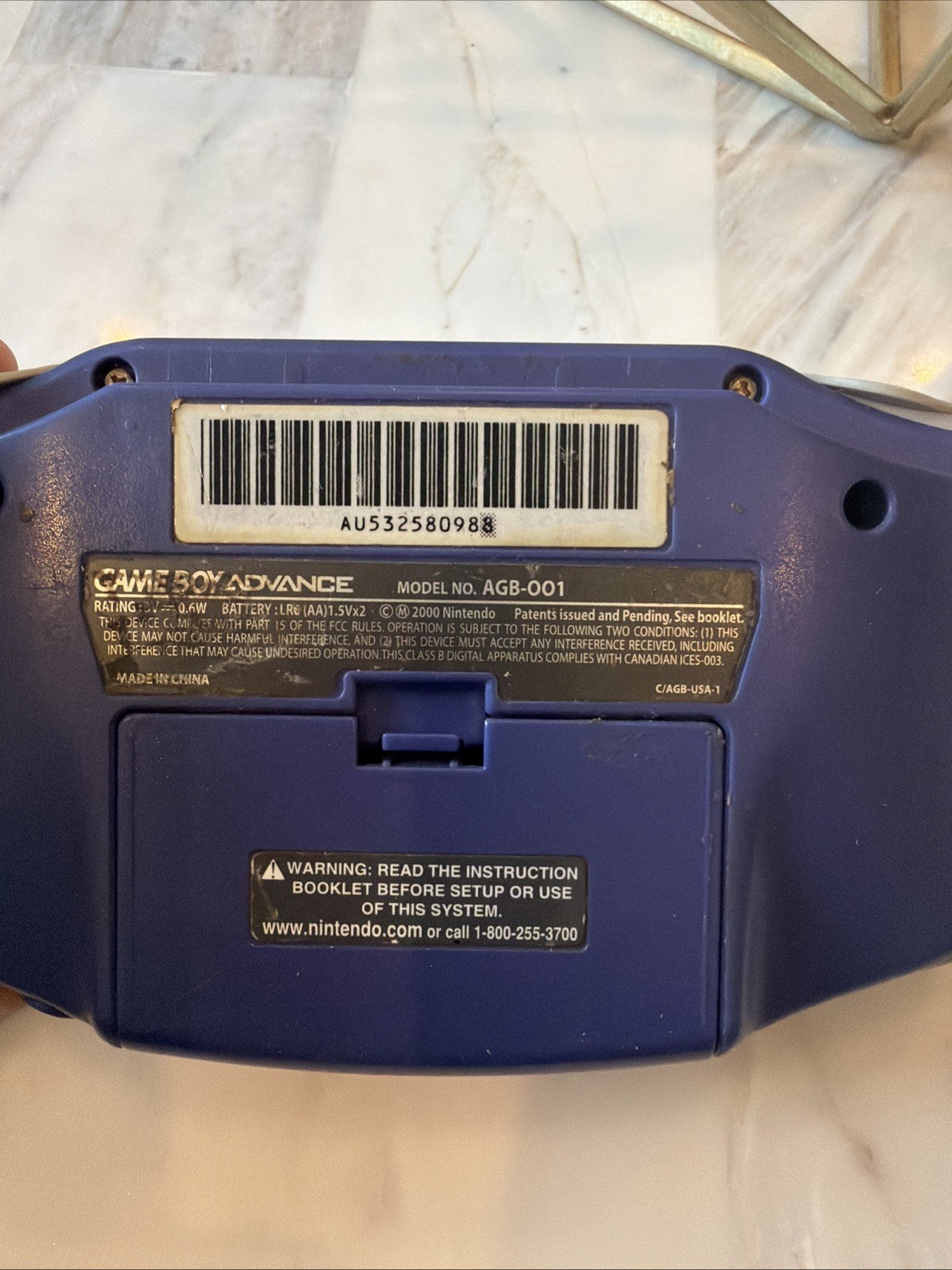 Nintendo Game Boy Advance Console (Indigo Purple AGB-001) Tested Working
