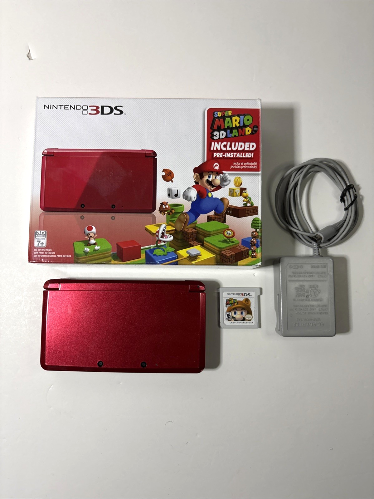 Nintendo 3DS Flame Red – Complete In Box – Includes Super Mario 3D Land – Tested