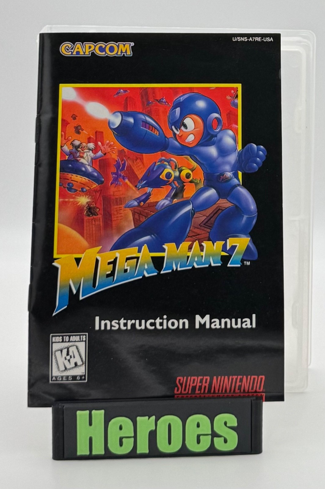 Super Nintendo SNES Mega Man 7, Game, Case, Instructions, Verified Working