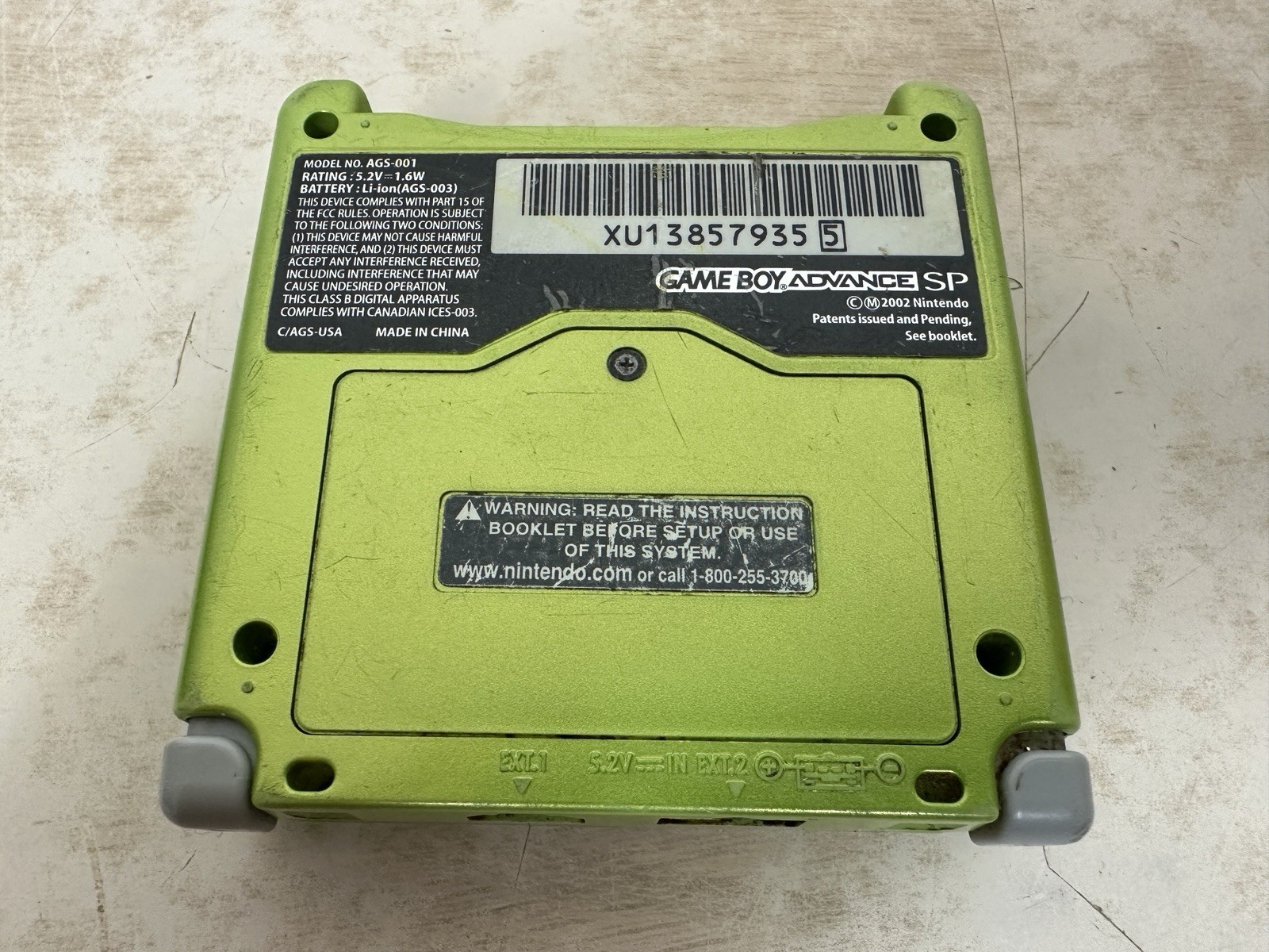 Nintendo Gameboy Advance SP Handheld System Console Lime Green (AGS-001) Tested