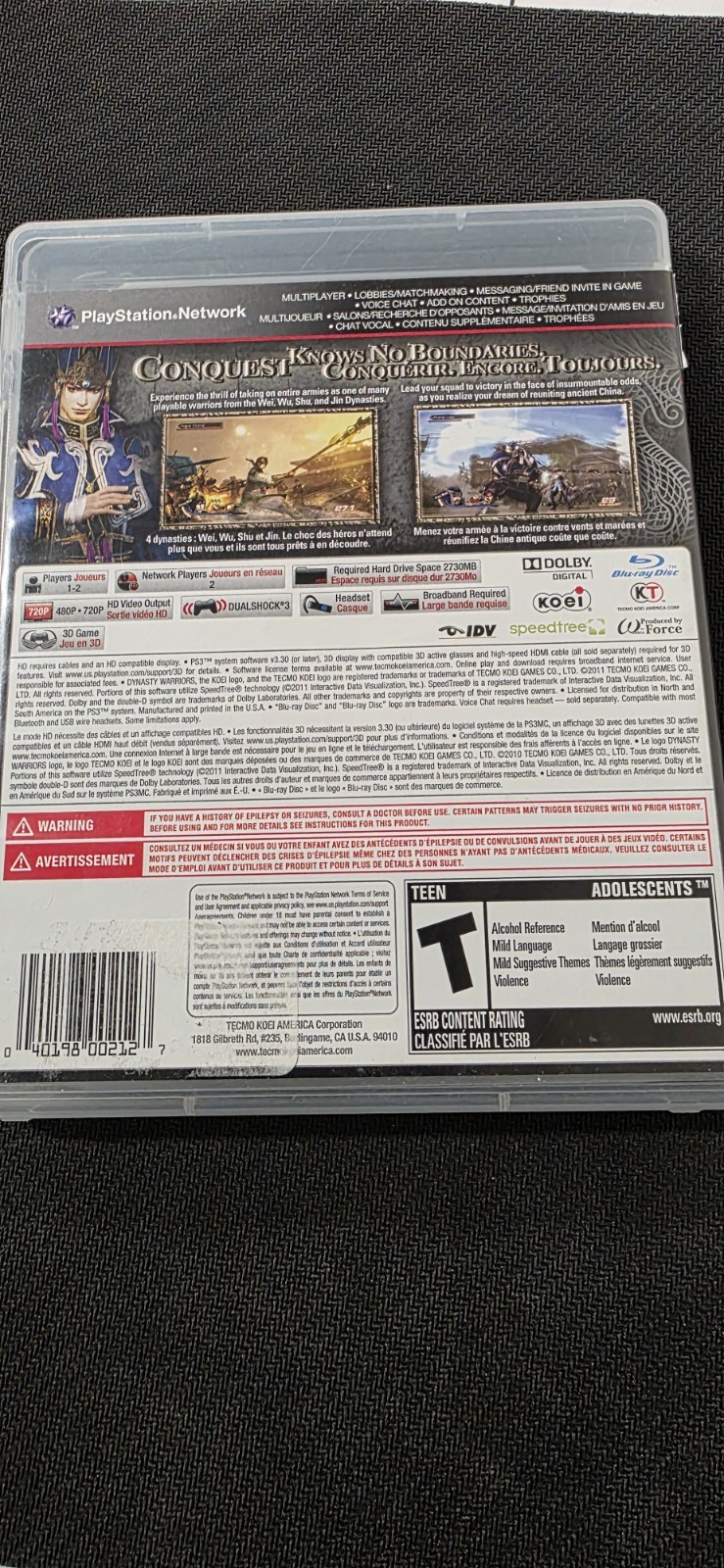 Dynasty Warriors 7 PlayStation 3 Complete Disc IS MINT