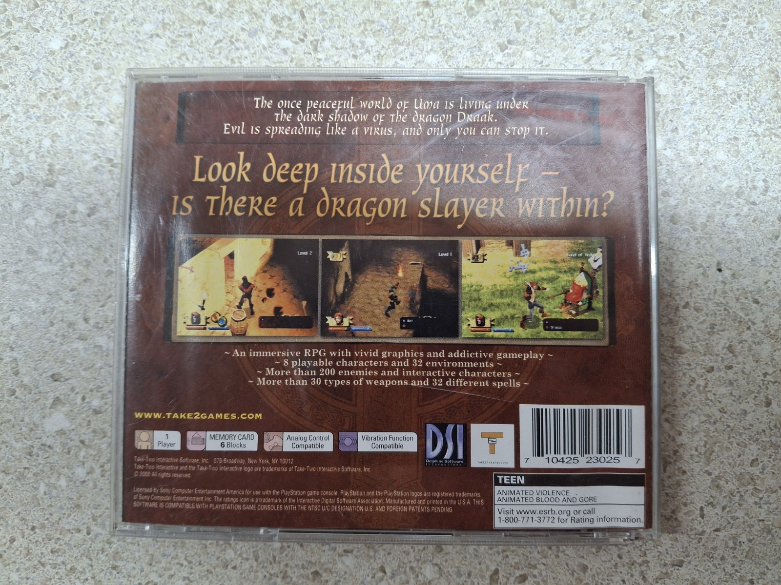 Darkstone Dark Stone Sony PlayStation PS1 Complete Tested Take 2 Interactive