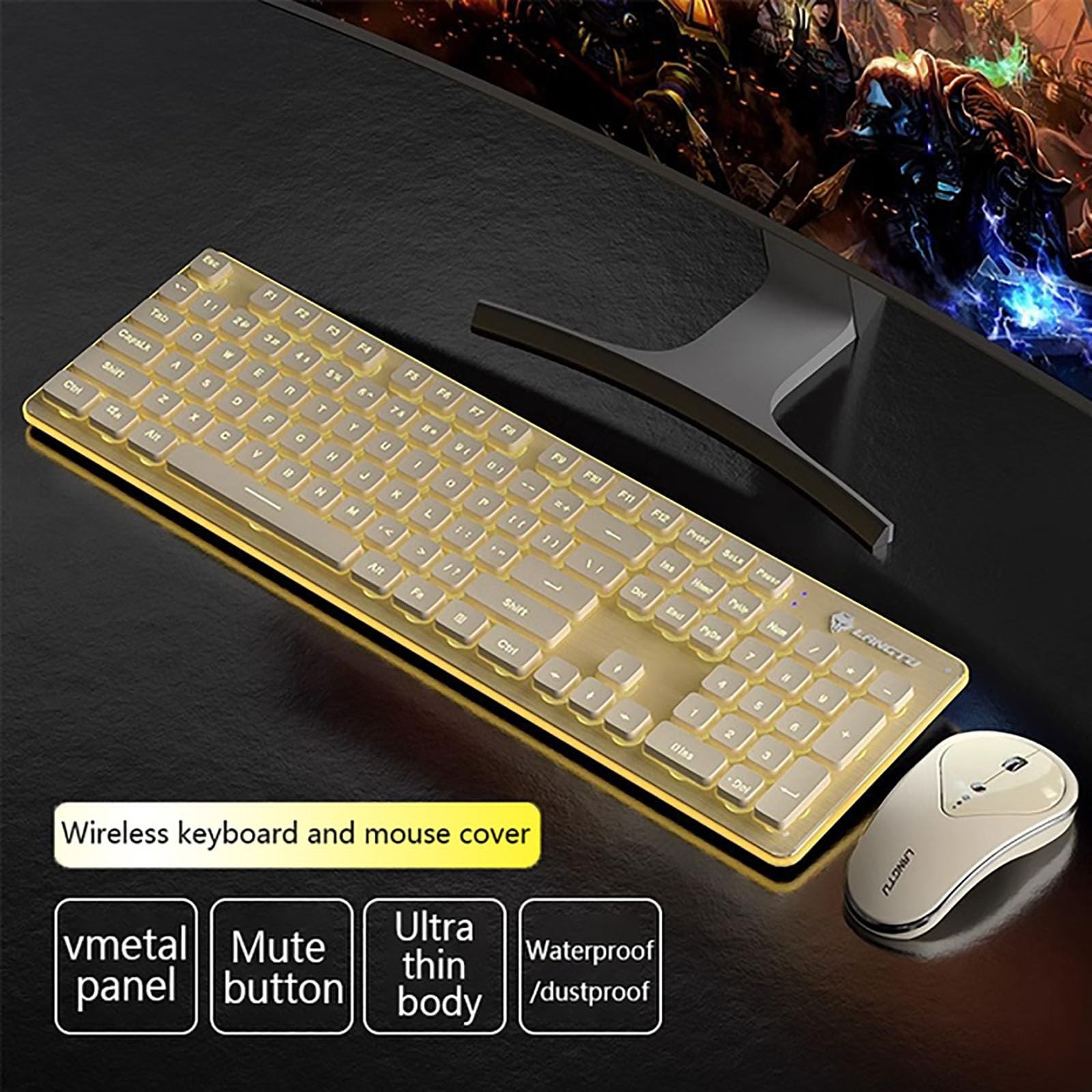 Wireless Keyboard and Mouse Combo, 2.4G Rechargeable Full Sized Backlit Keybo…