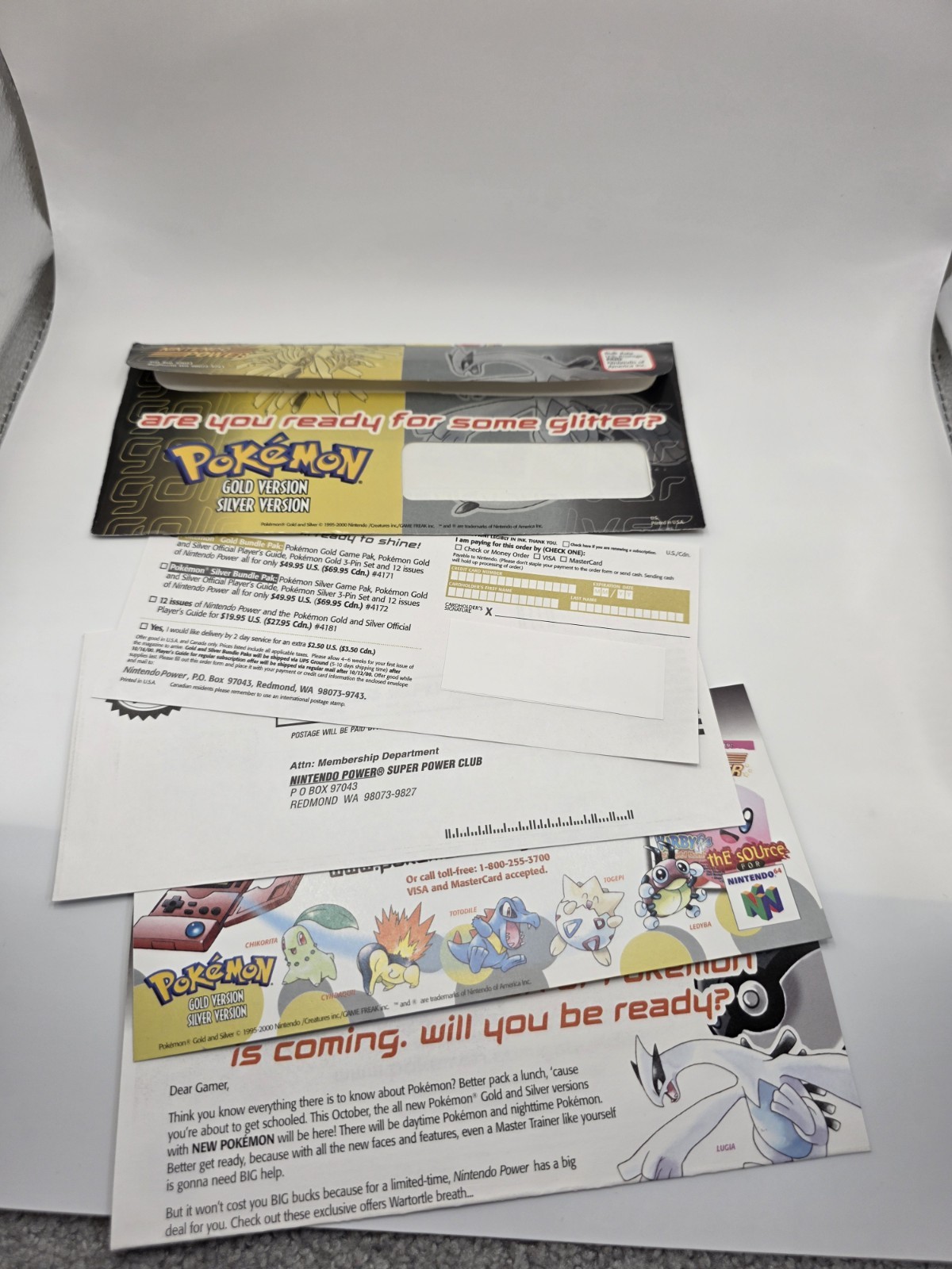 Pokemon Gold Silver Nintendo Power Complete Promo Mailer Packet 2000 Ho-Oh Lugia
