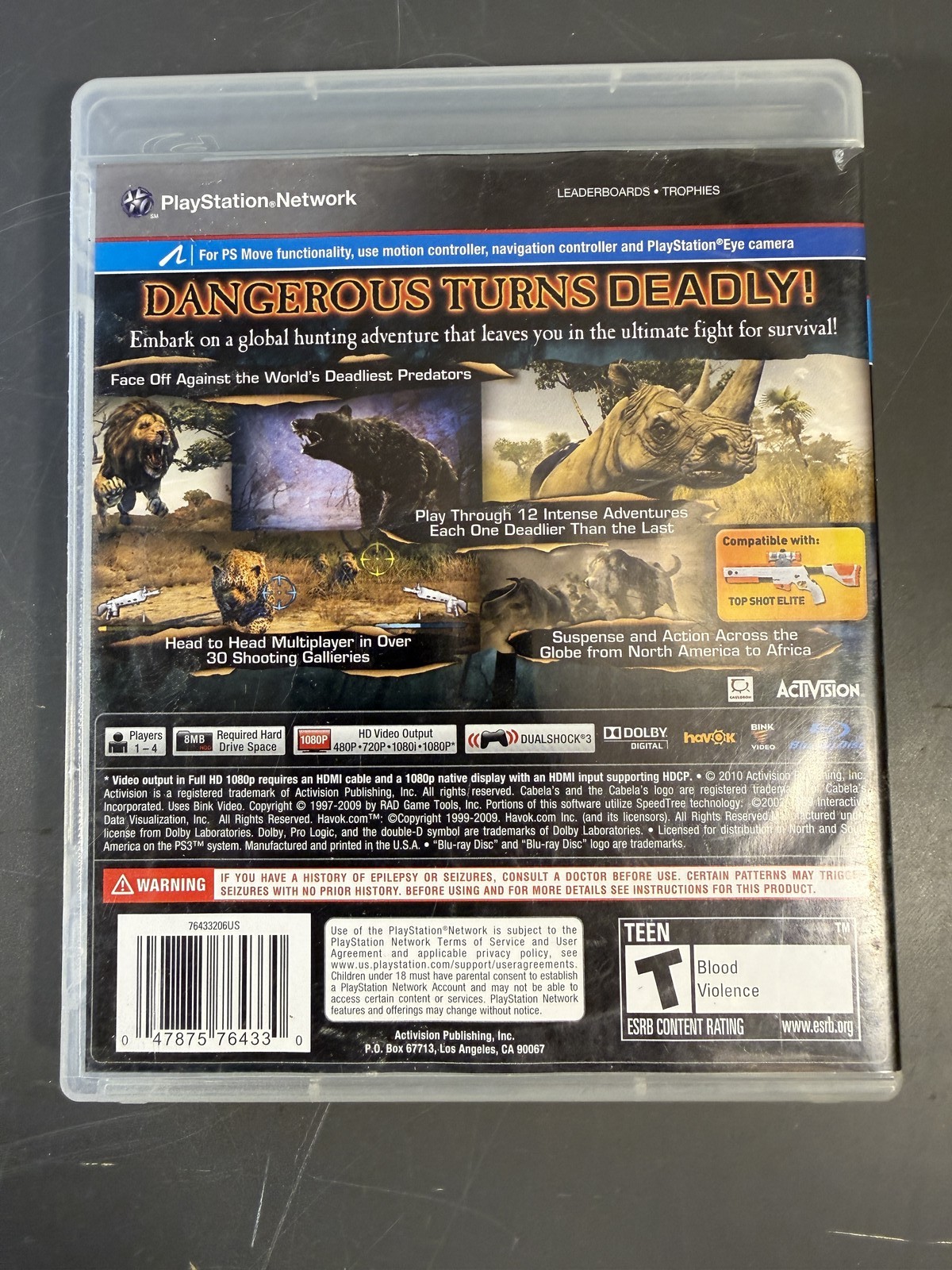 Cabela’s Dangerous Hunts 2011 PS3 PlayStation 3 Game Activision ESRB T Move