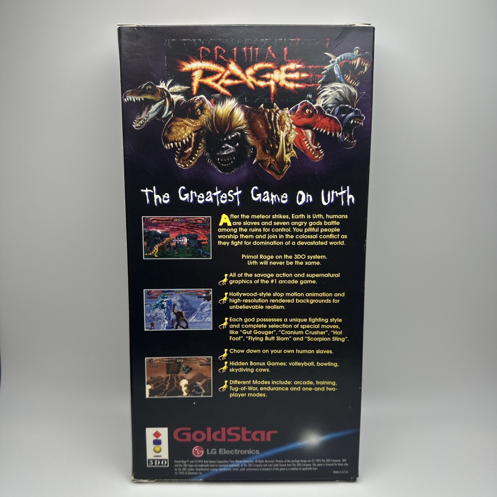 Primal Rage (Panasonic 3DO) In Long Box w/ Game 1995 Tested Cib Complete W Reg