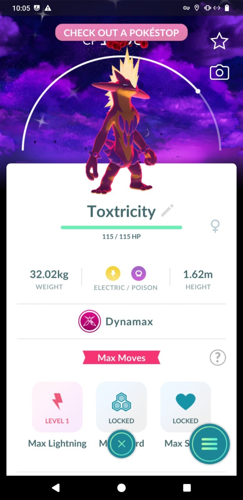 ✨Shiny Dynamax Toxtricity Amped and Low Key Form✨ Dark Skies background ✨- P T C