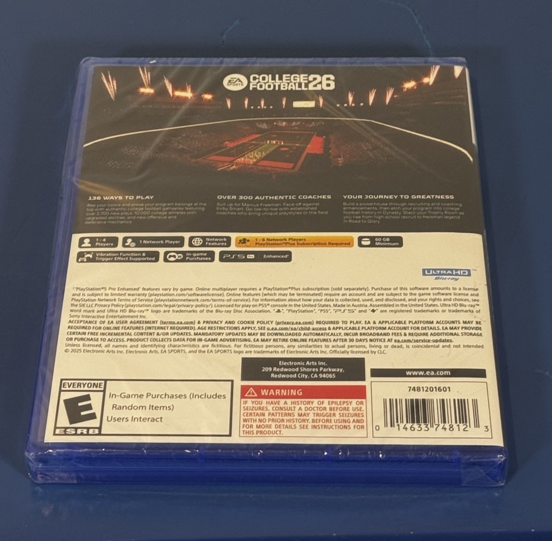 EA Sports College Football 26 Sony PS5 Game New Sealed Never Opened