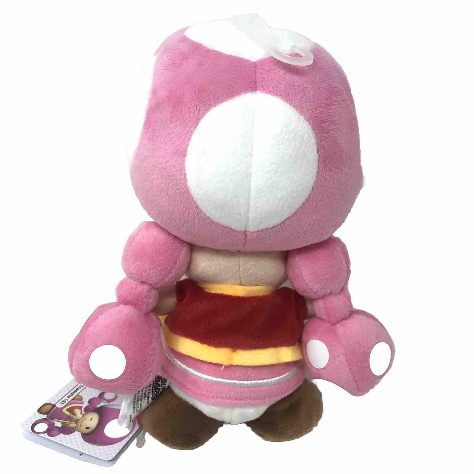 Super Mario Toadette Mushroom Pink Kinopiko Sanei Plush Toy Doll Nintendo 7.5”