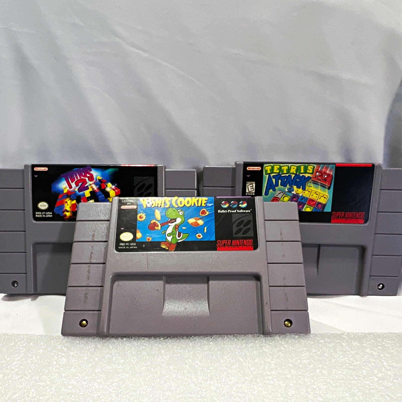 Nintendo Puzzle Game Lot Yoshi’s Cookie Tetris Super Nintendo SNES NTSC-U/C