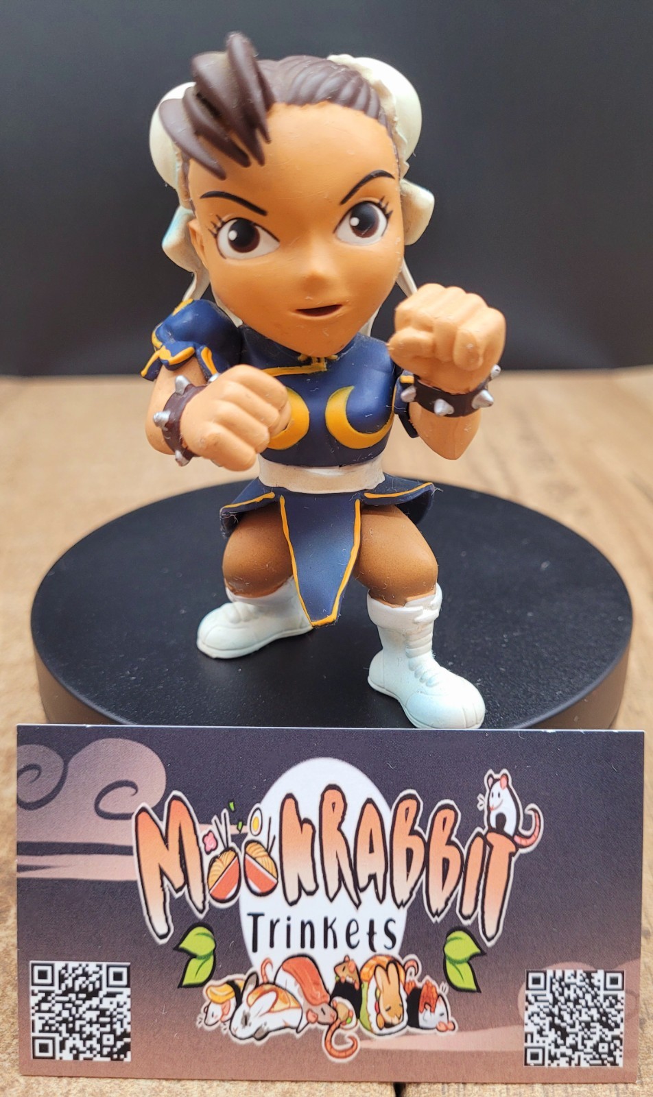 Street Fighter Chun-Li Mini Vinyl Figure Blue Outfit Spiked Bracelets Capcom Toy