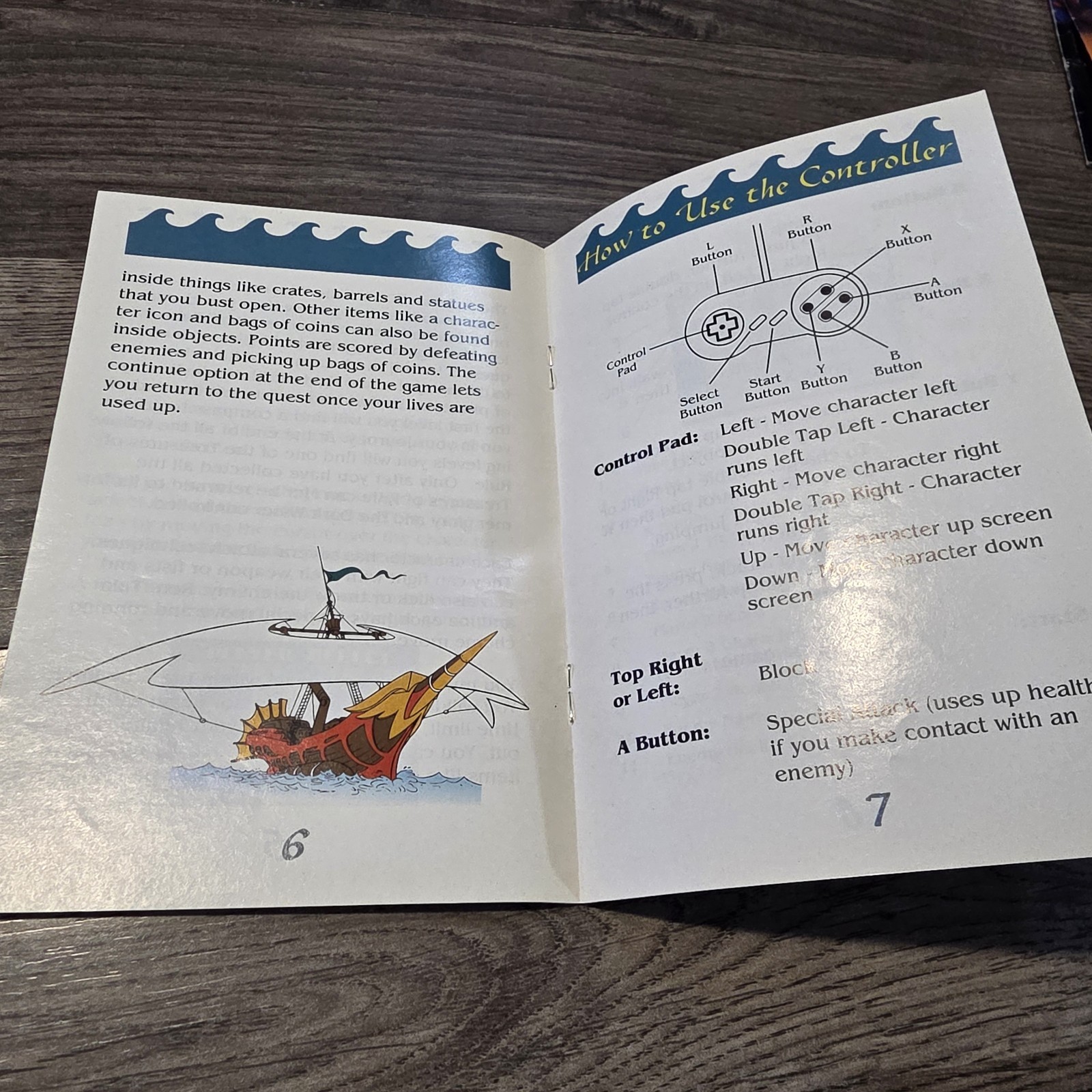 The Pirates Of Dark Water Super Nintendo SNES Original Manual Booklet Only Rare