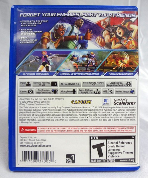 Sony PS Vita 2012 Street Fighter X Tekken Video Game Case & Cartridge Only!