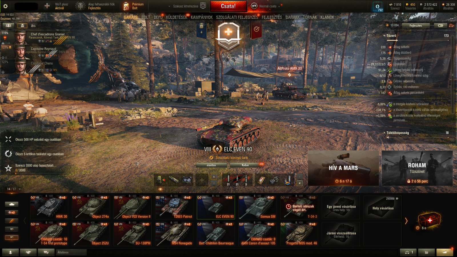 WOT account with A LOT OF CONSUMABLES, Tier 10-9-8 tanks, and premiums! – EU!