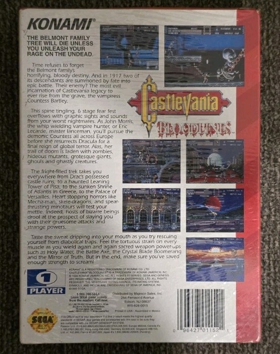Castlevania: Bloodlines Sega Genesis Brand New Factory Sealed Konami