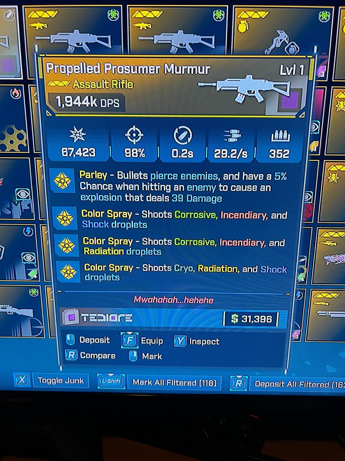 Borderlands 4✨ MODDED LEVEL 1 ONE 1944K DPS SKULLY MURMUR AR BL4✅PC-PS-XBOX✨