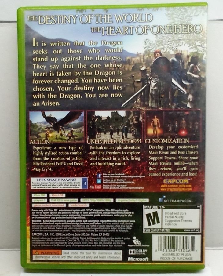 Dragon’s Dogma (Xbox 360, 2012) Clean Tested Working – Free Ship