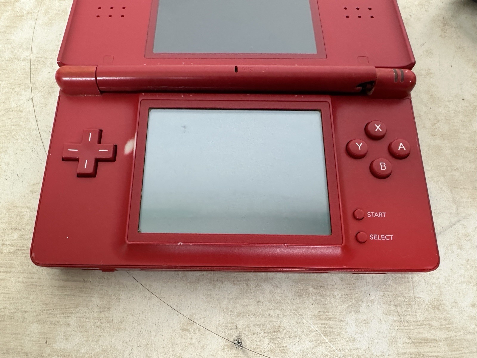 Nintendo DS Lite Mario Edition Console w/ Charger & GBA Cover: WORKS! BAD HINGE!