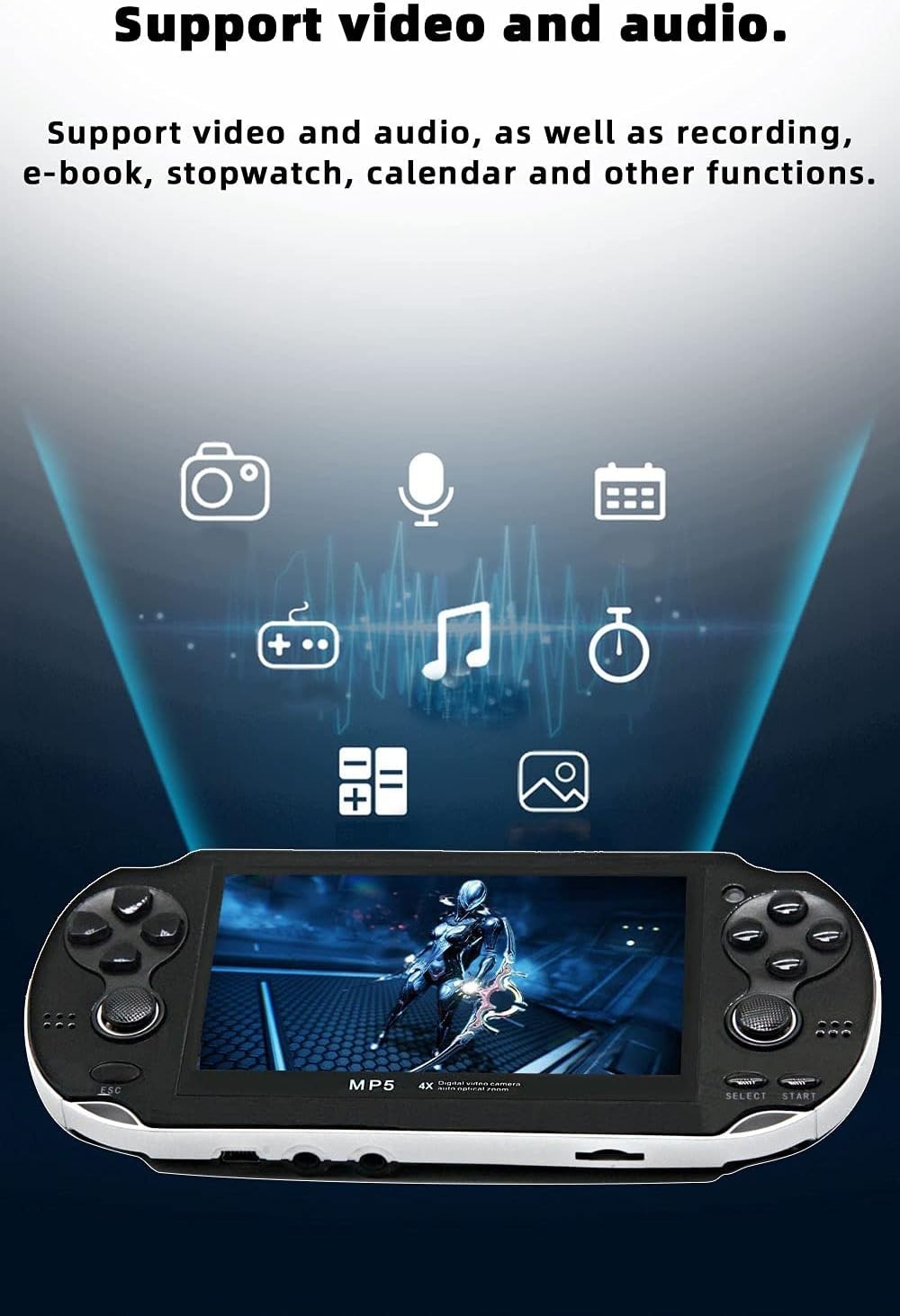 Portable 4.3-Inch Game Console with Double Joystick & Built-in 2200 Games