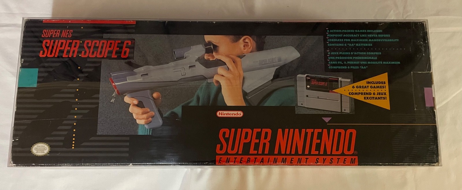 Super Nintendo System CIB Bundle / SuperScope 6 CIB / 68 in 1 SNES Game BrandNew