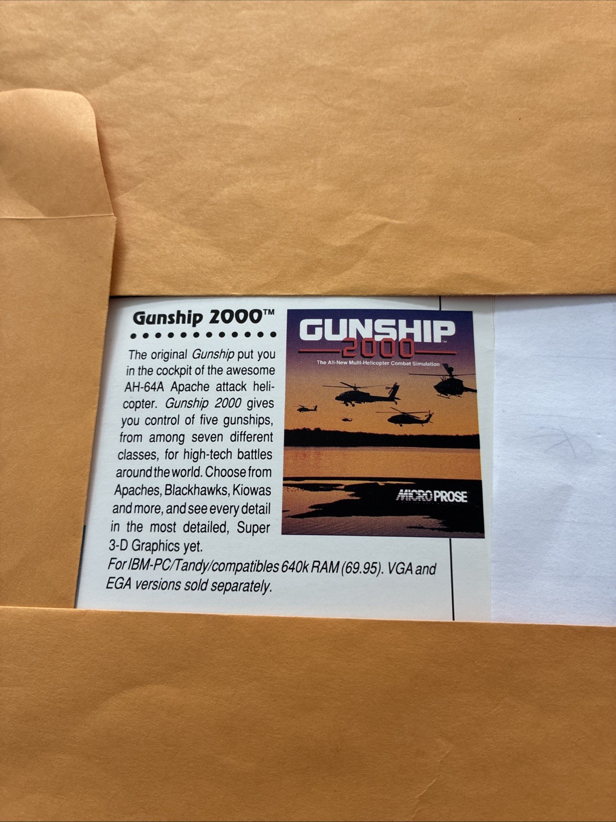 Gunship 2000 Micro Prose PC Five 5.25″ Disks & Printed Manuals In Original Box