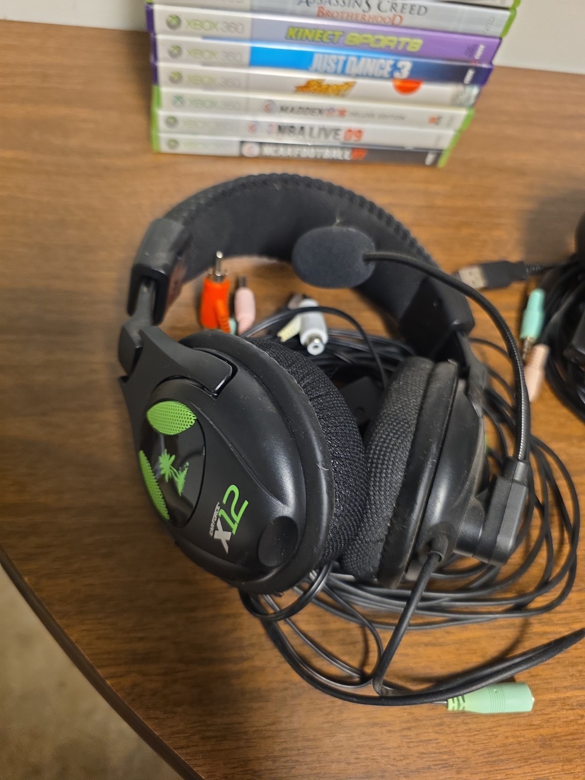 Microsoft Xbox 360 Game Lot Of 12 W/ 2 Turtle Beach X12 Headsets- Untested…