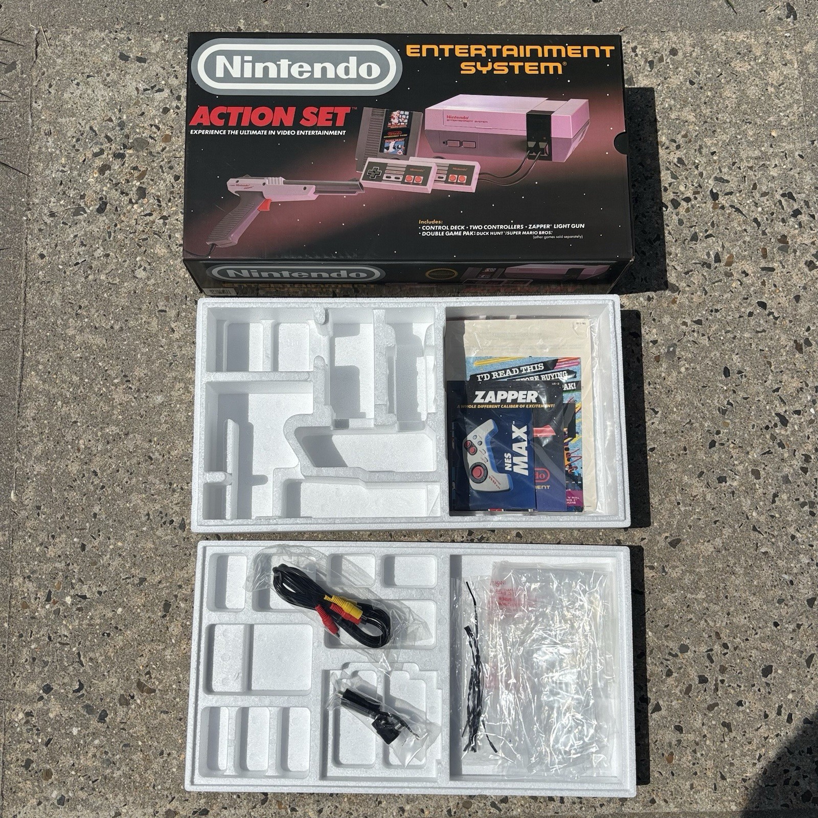 Original Nintendo NES Action Set Console BOX ONLY w/ Styrofoam Inserts & more