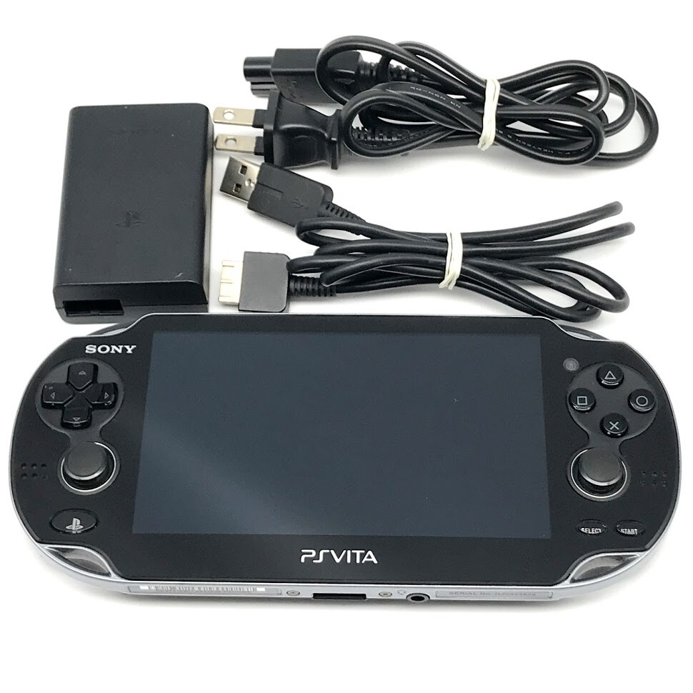 SONY PS Vita PCH-1100 Crystal Black Wi-Fi OLED w/ Charger “Excellent”