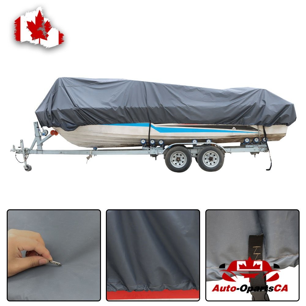 210D 14-16 Ft Boat Cover Heavy Duty Trailerable Waterproof 90″ Grey