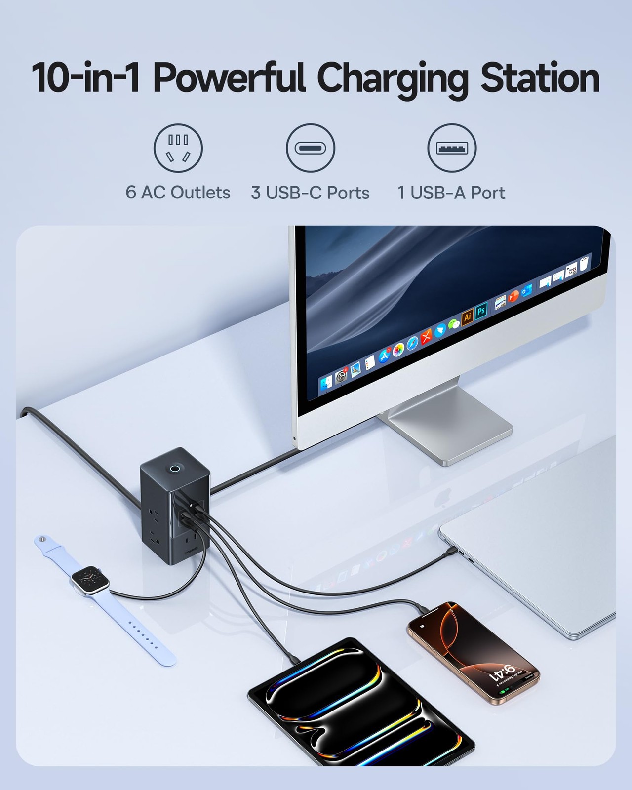 Baseus Charging Station 67W, 10-in-1 USB-C PD Fast Charging Desktop Charger with