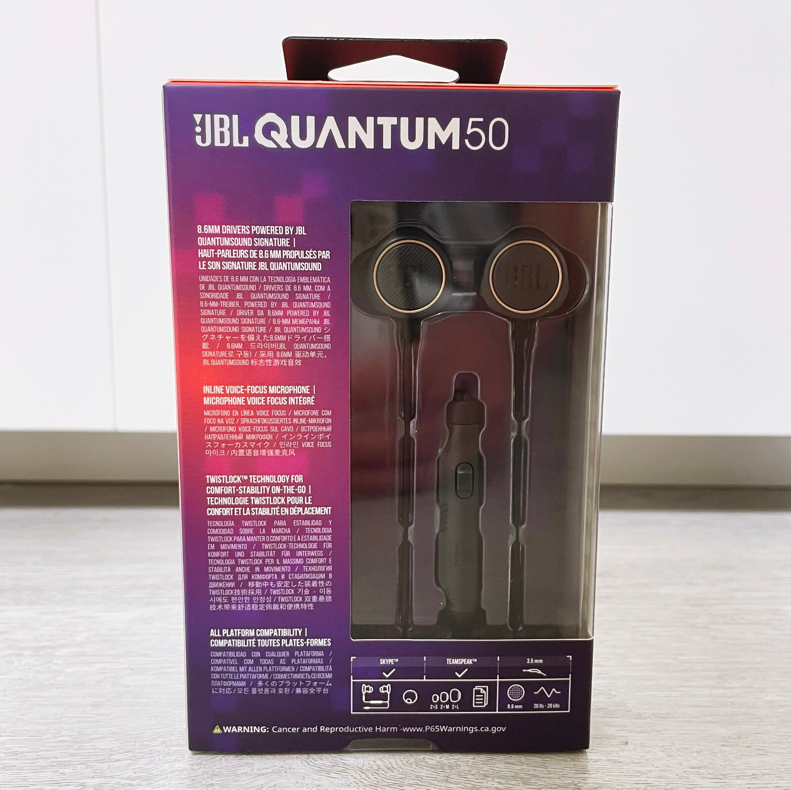 JBL Quantum 50 Headphone Earbuds High Performance JBLQUANTUM50BL 3.5mm Gaming HD