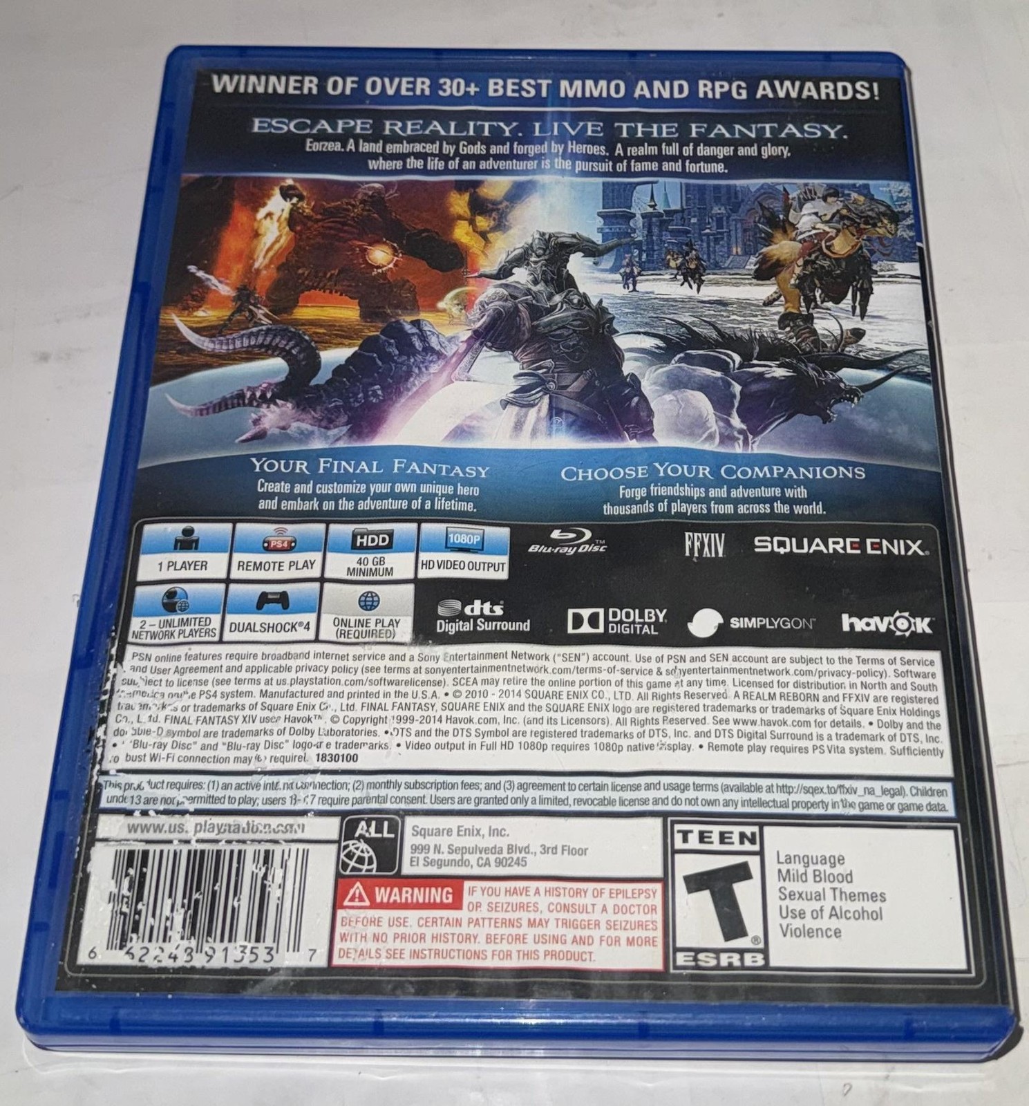Final Fantasy XIV A Realm Reborn PlayStation 4 PS4 Online Game Square Enix NTSC