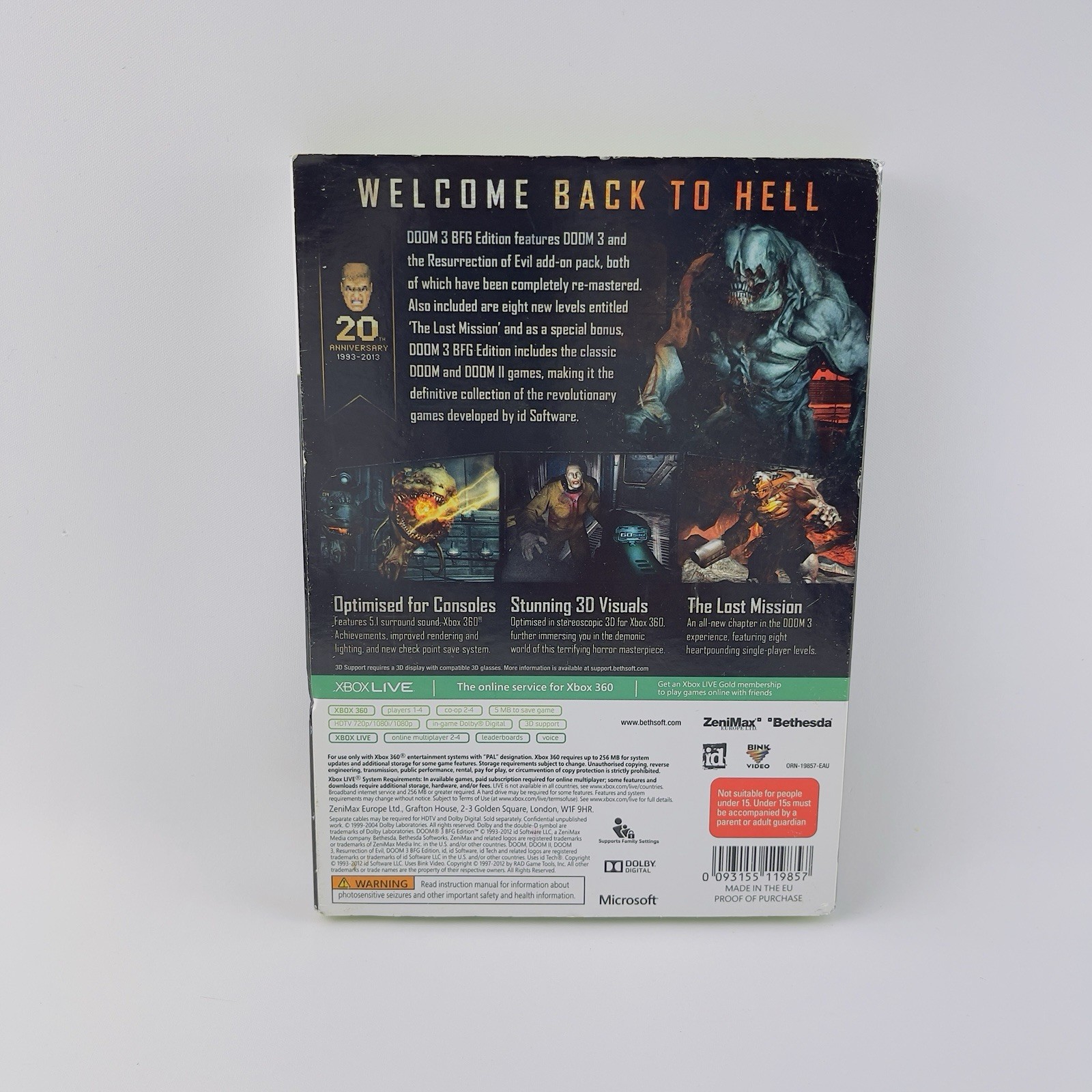 Doom 3 BFG Edition – Slip Cover Case Xbox 360 PAL Tracked Postage