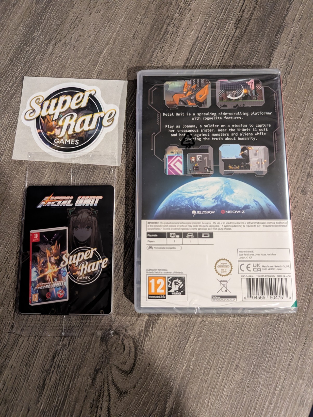 Metal Unit for Nintendo Switch, Super Rare Games Unopened+ Card pack & Sticker.