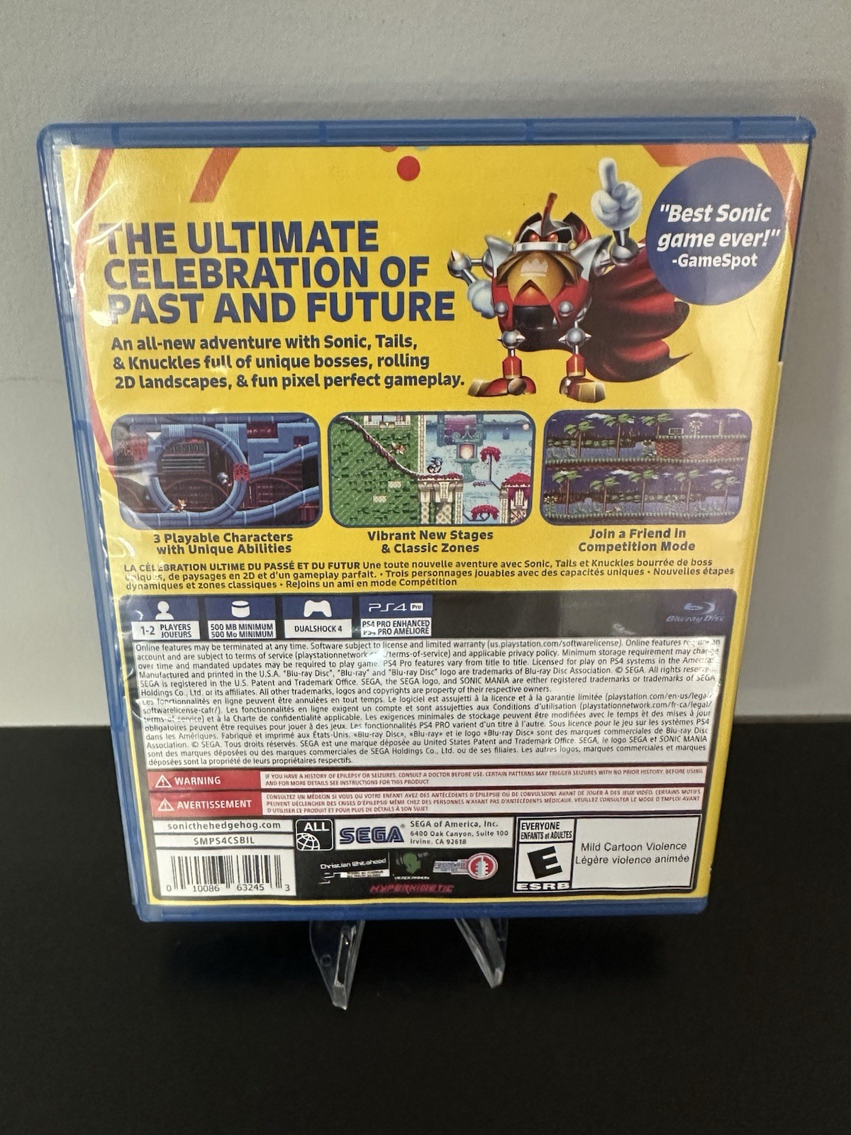 Sonic Mania PS4 PlayStation 4 Complete CIB Tested Excellent Condition Sega 📈