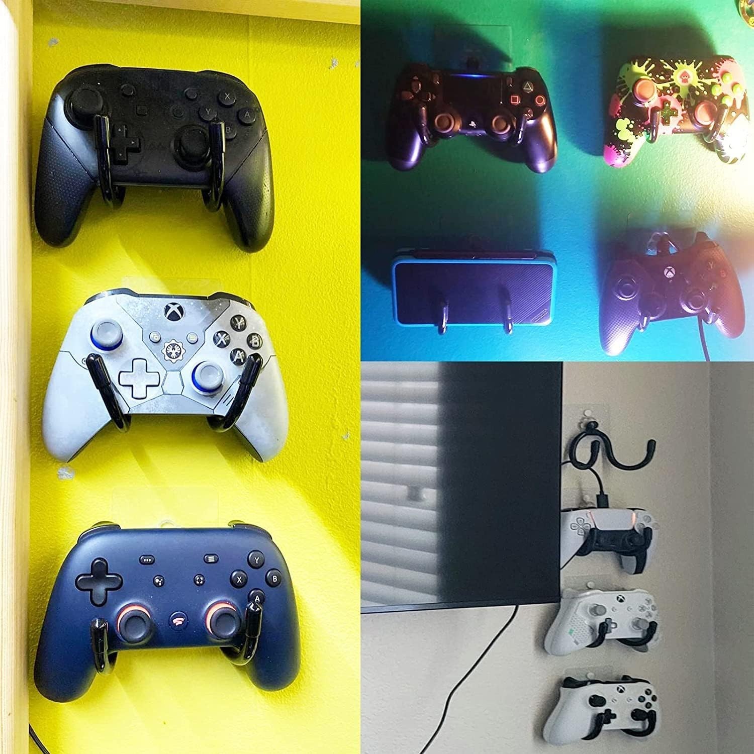 2 or 3 Pack Universal Self-Adhesive Game Controller Wall Mount Black