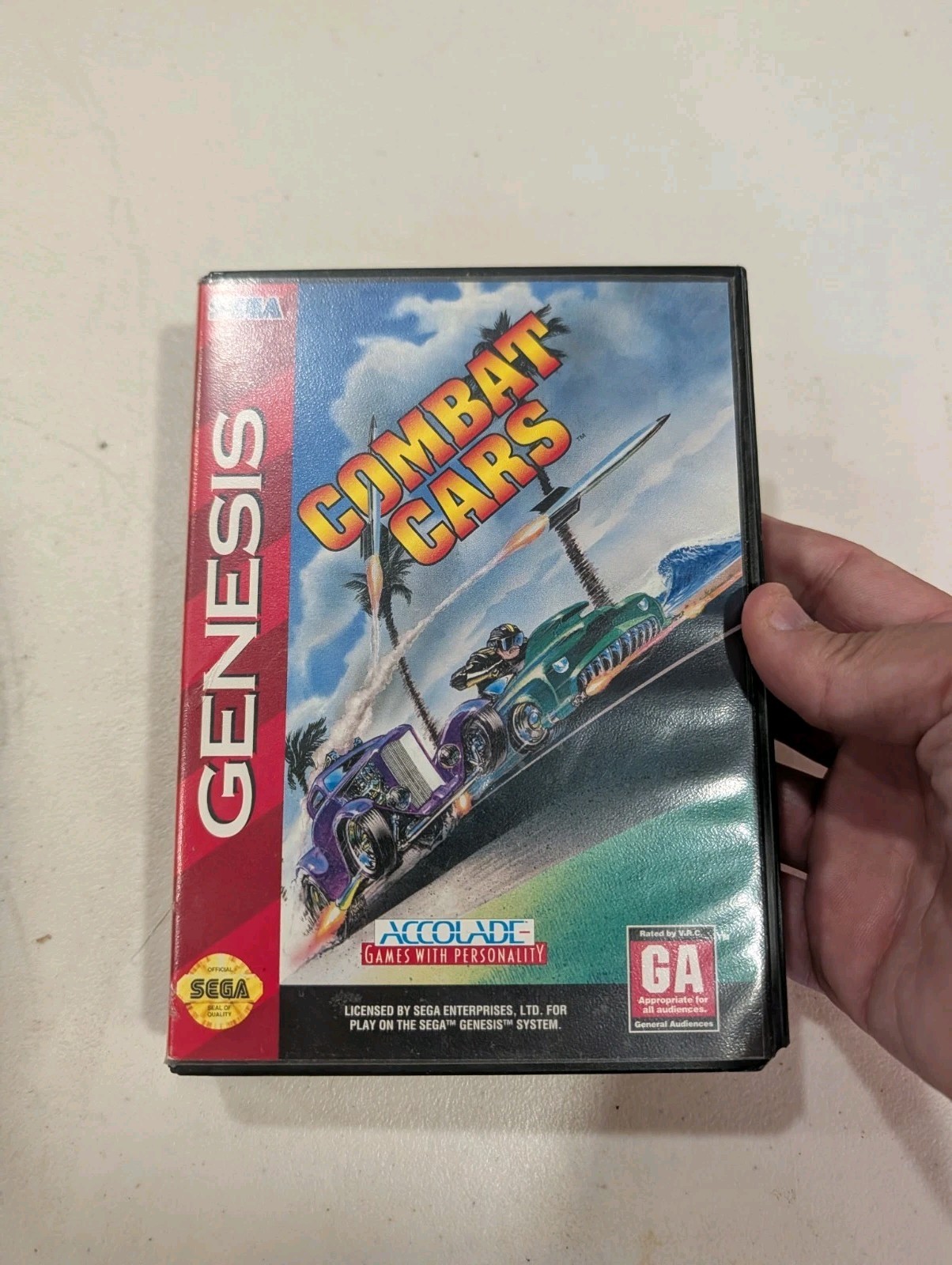 COMBAT CARS SEGA GENESIS GAME CARTRIDGE GAME, Manual, Case Tested