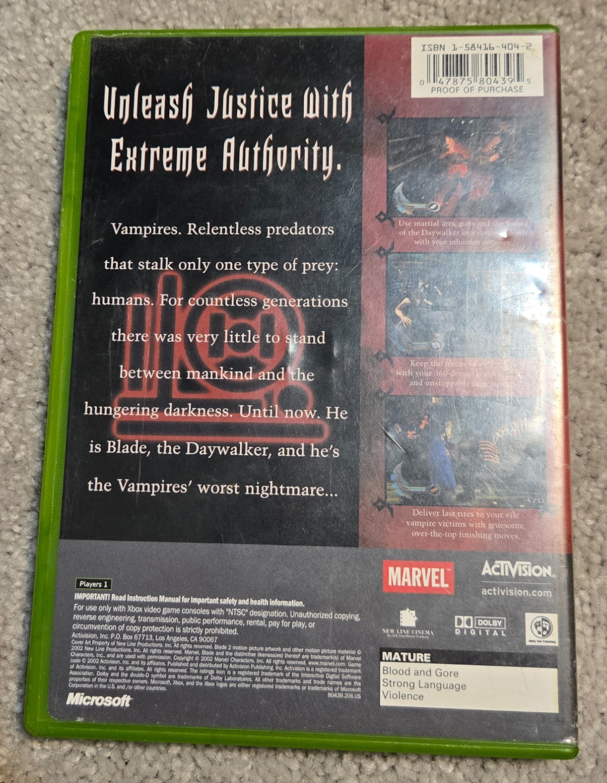 Blade II (Microsoft Xbox, 2002) No Manual