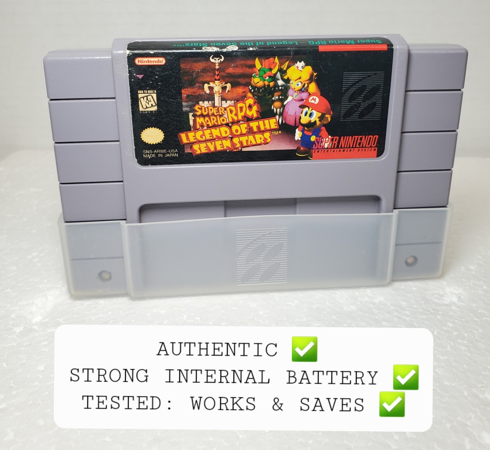 Super Mario RPG Legend Of The Seven Stars ⭐️ AUTHENTIC Cartridge w Cover TESTED✅