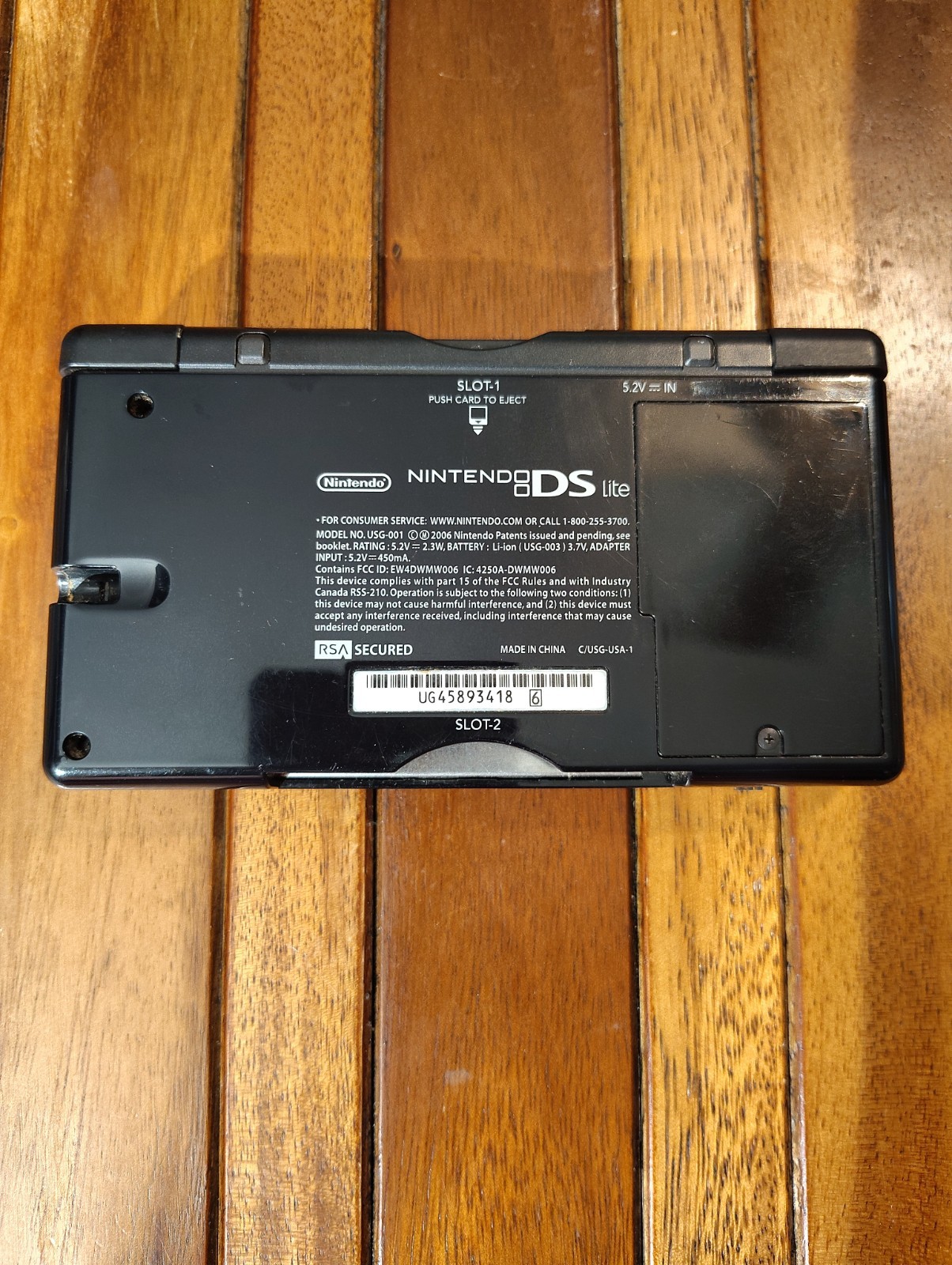 Nintendo DS Lite – Onyx Black Loose Hinge No Charger Tested & Works