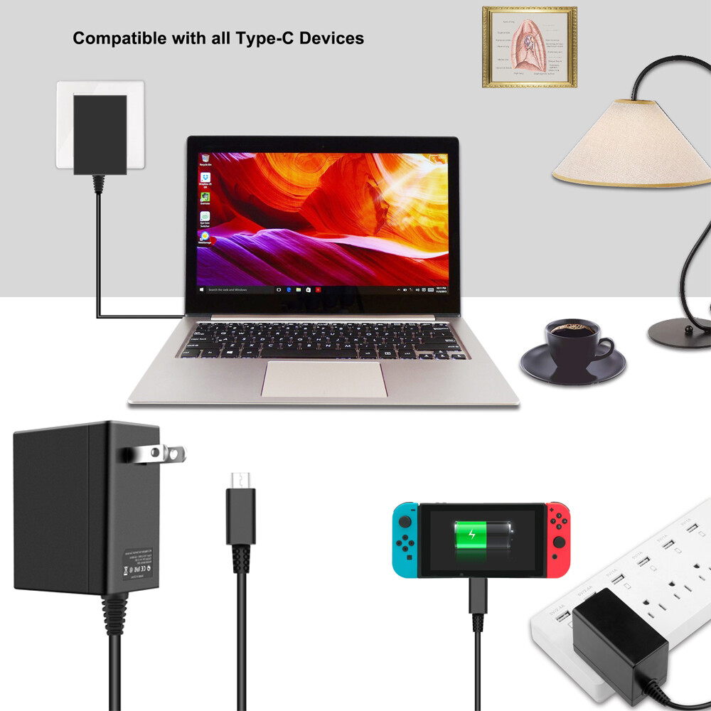 AC Adapter Power Supply for Nintendo Switch Wall & Travel Charger Plug Cord US