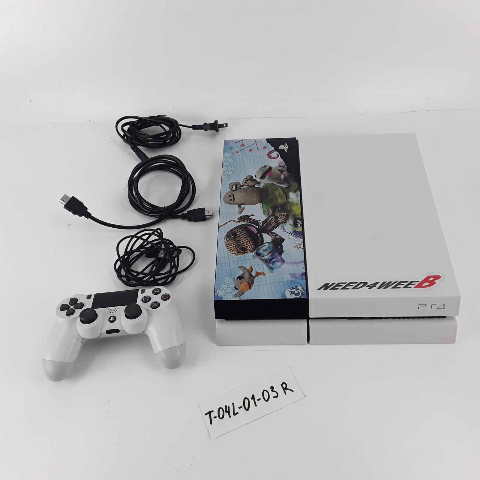 Sony PlayStation 4 PS4 Console White Bundle Custom Faceplate Controller Cables