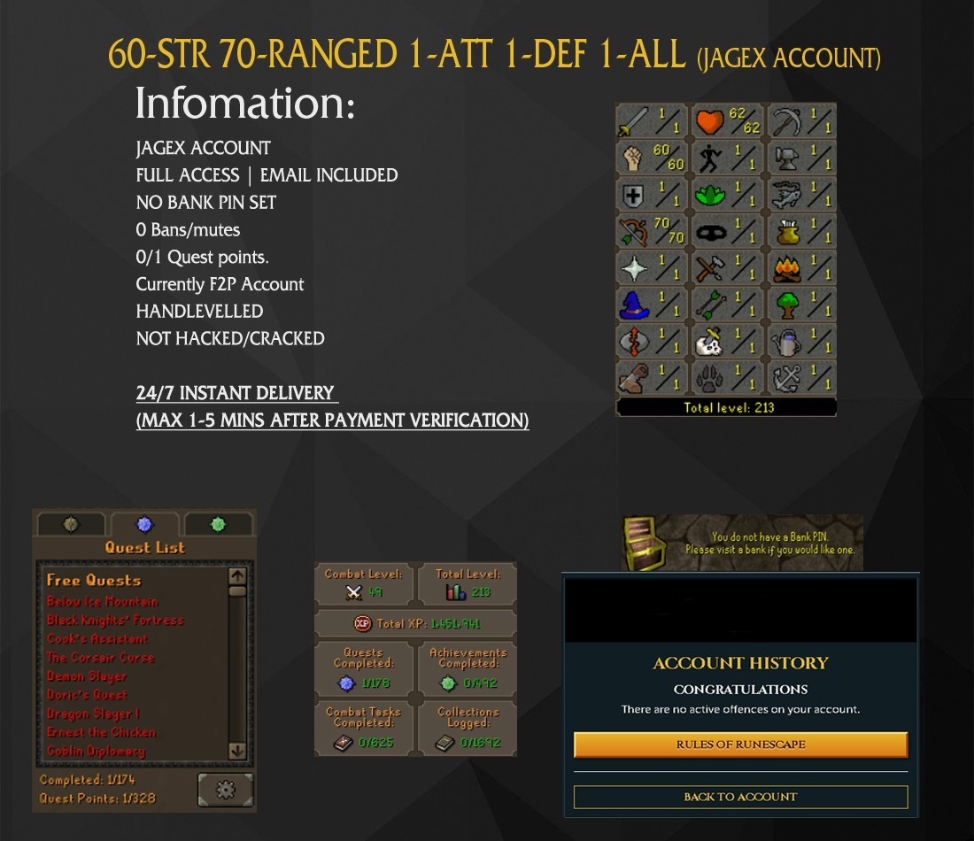 OLDSCHOOL RUNESCAPE HANDLEVELED OSRS ACCOUNT | 24/7 Instant Delivery SAFE NO BAN