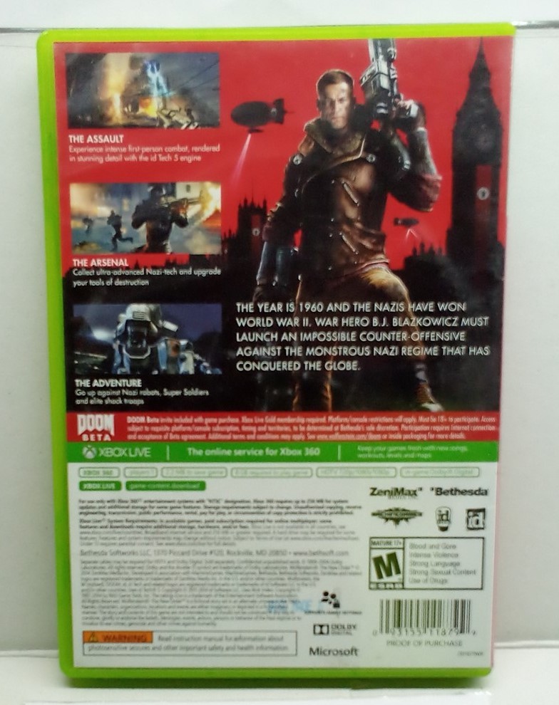 Wolfenstein: The New Order (Xbox 360, 2014) Complete Tested Working – Free Ship