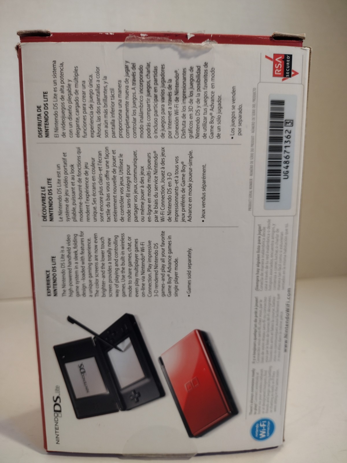 Nintendo DS Lite Red/Black, Handheld, with Charger in box + 1 Game