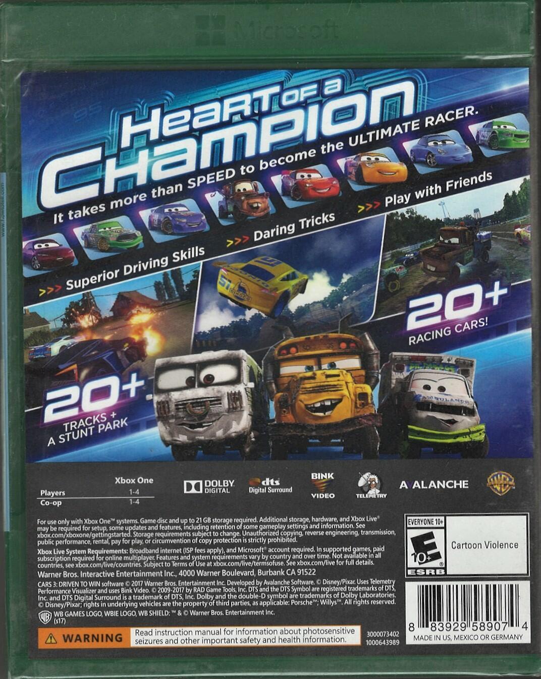 Cars 3: Driven to Win Xbox One (Brand New Factory Sealed US Version) Xbox One, X