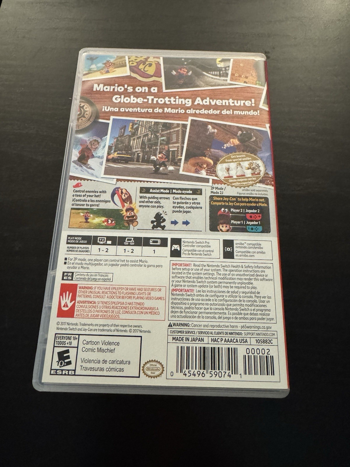 Nintendo Super Mario Odyssey Switch Cartridge w/ Case NTSC 2017 Multiplayer