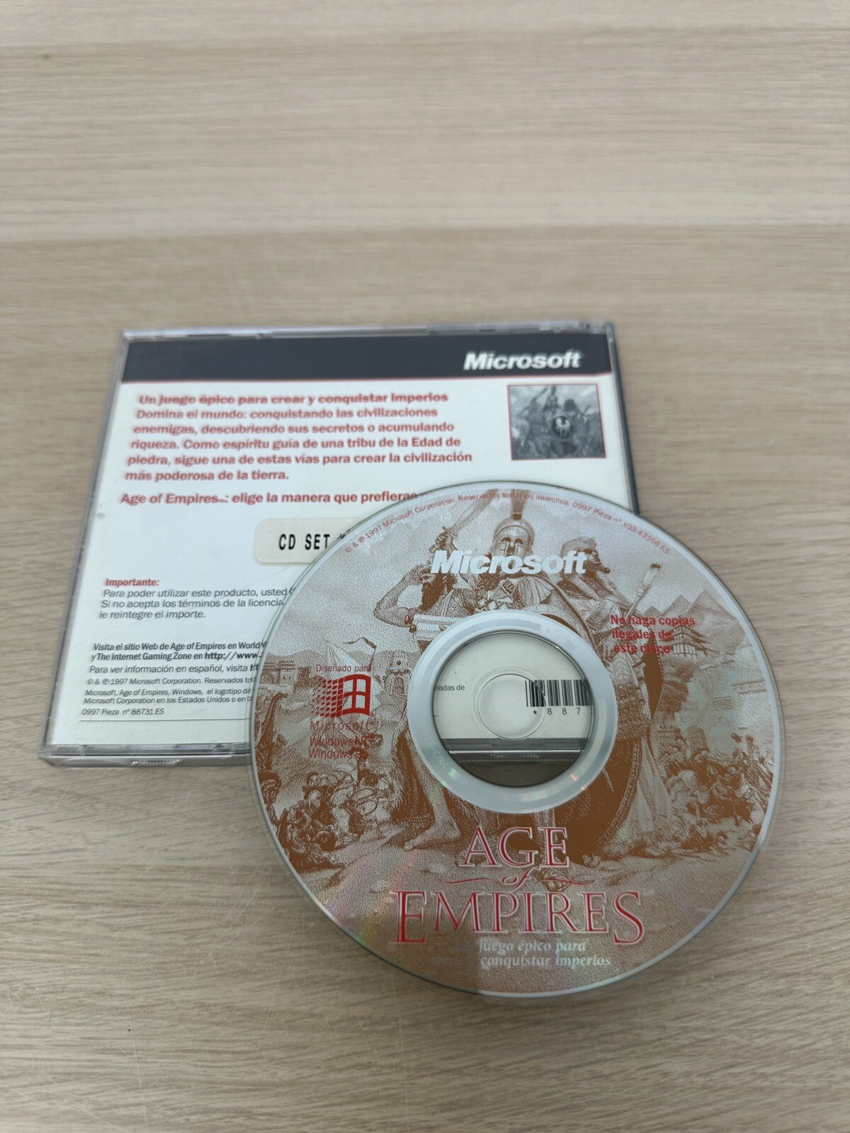 VINTAGE RARE SPANISH MICROSOFT AGE OF EMPIRES – 1997 PC CD ROM GAME – WINDOWS 95